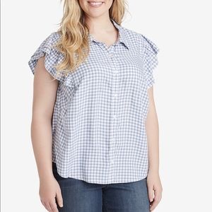 Plus Size Jessica Simpson Ruffle Sleeves Shirt
